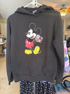 Disney Mickey Mouse Black Graphic Sweatshirt with Colorful Accent